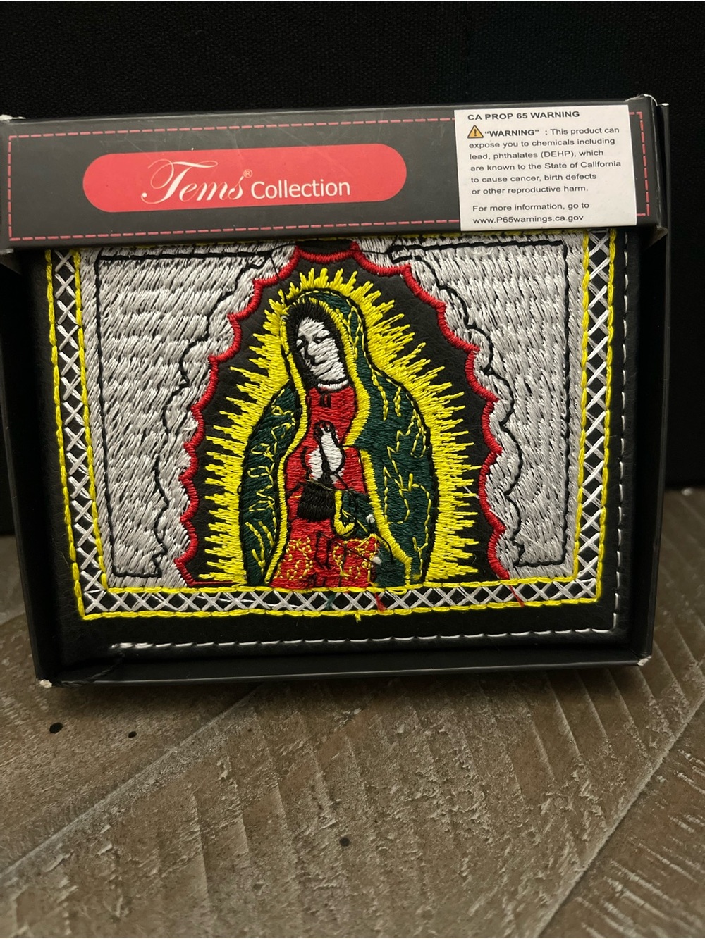Toms Collection Black Embroidered Virgin Mary Card Wallet